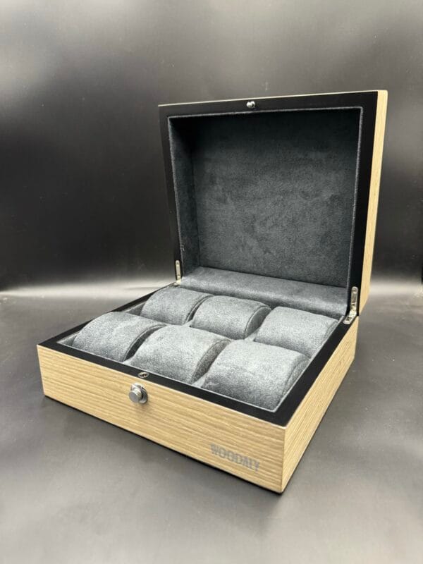 Dapper 6 slots watch box in Washed Green Walnut (WD.9206_5) - Image 2